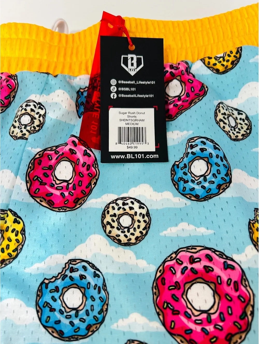 Baseball Lifestyle 101 Men M NWT Mesh Shorts Lot Donut & Pink Drip Smiley Face